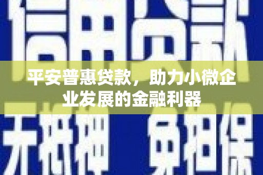 崇阳平安普惠贷款，助力小微企业发展的金融利器